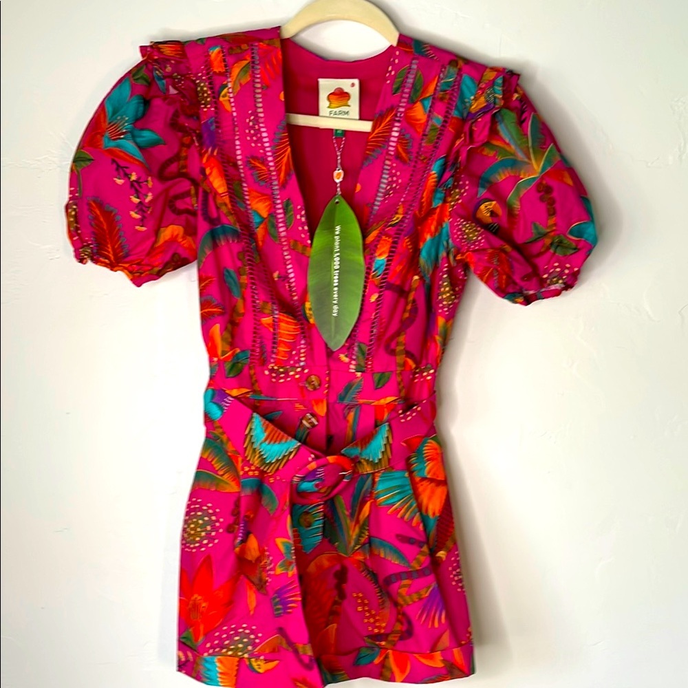NWT FARM RIO organic cotton romper Macaw